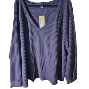 NWT Eddie Bauer Purple Long Sleeve Waffle Top